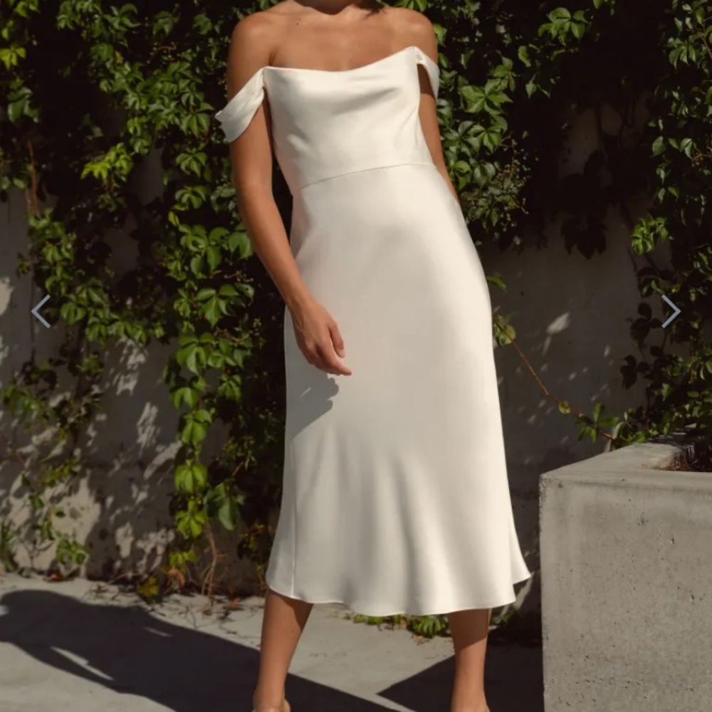 Ivory Luxe Satin Evelyn Dress Size 14